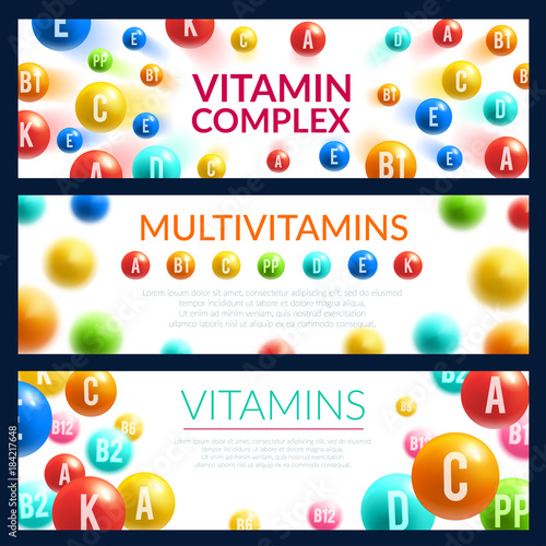 Vitamin pill 3d banner for medicine template photo