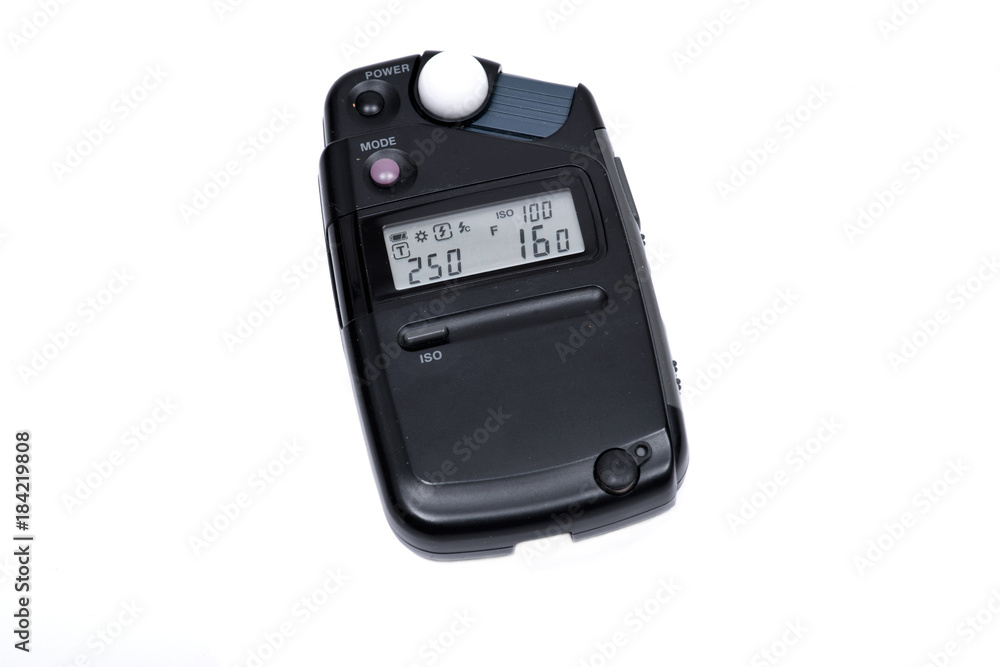 Light Meter, metering for ambient and flash light isolated on white background Light Meter, metering for ambient and flash light isolated on white background