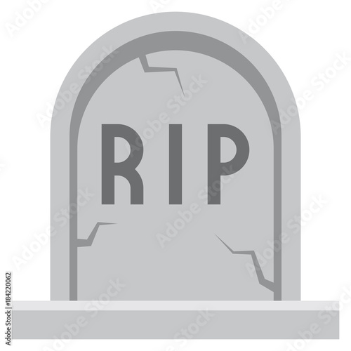 Cartoon Tombstone Icon Isolated On White Background