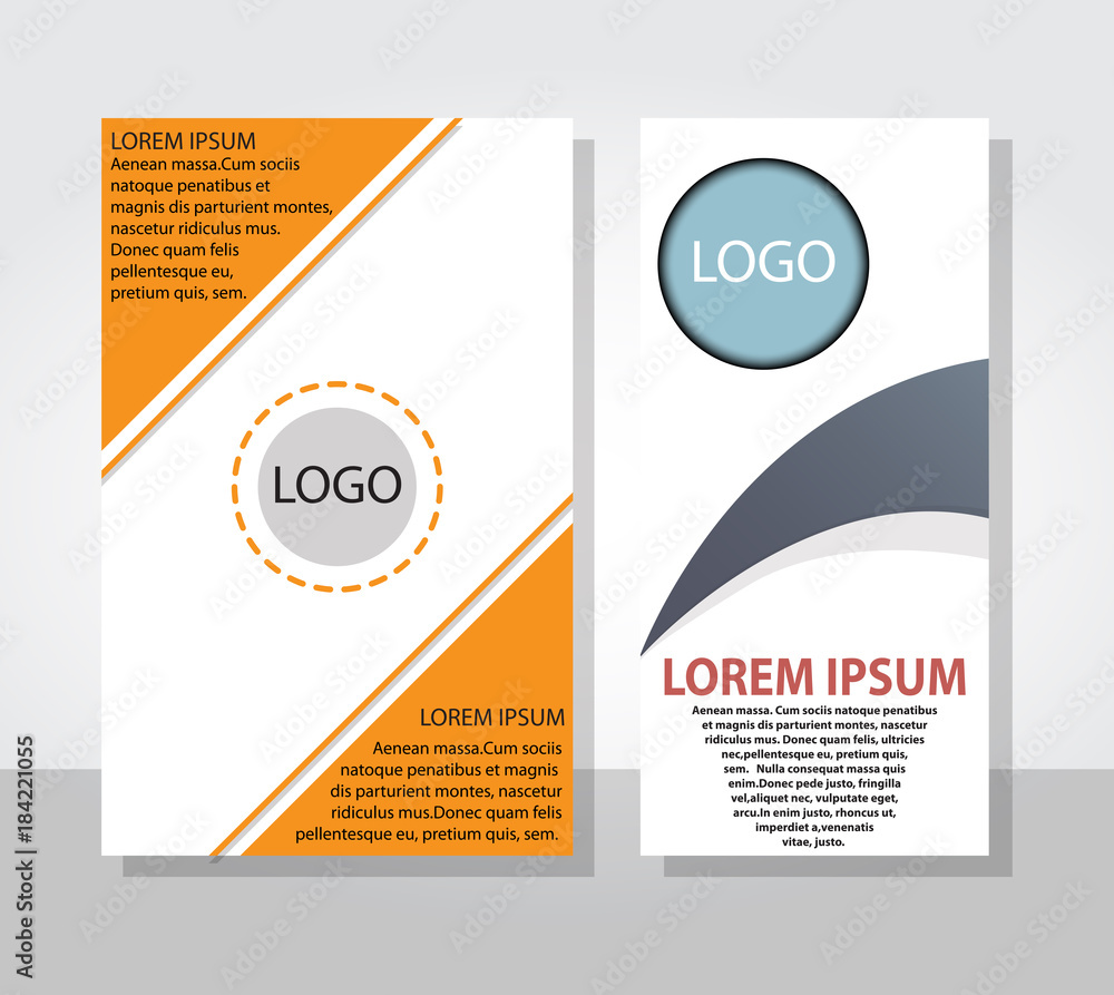 Business flyers and brochures with circle shape graphic elements. Vector template in A4 size.