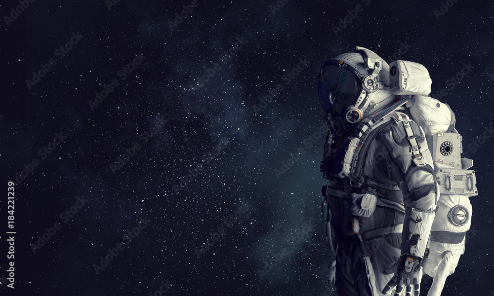 Fototapeta premium Adventure of spaceman. Mixed media
