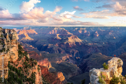 Epic Grand Canyon - sunrise light from Mather Point with lone man