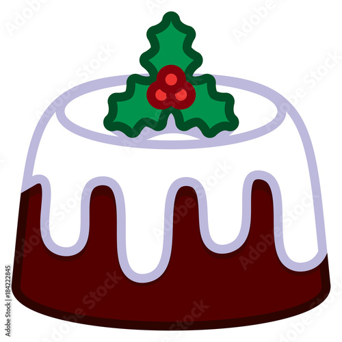 Cartoon Christmas Cake Isolated On White Background