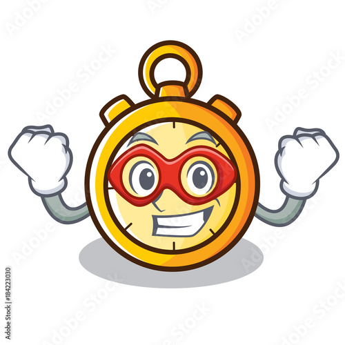 Super hero chronometer character cartoon style
