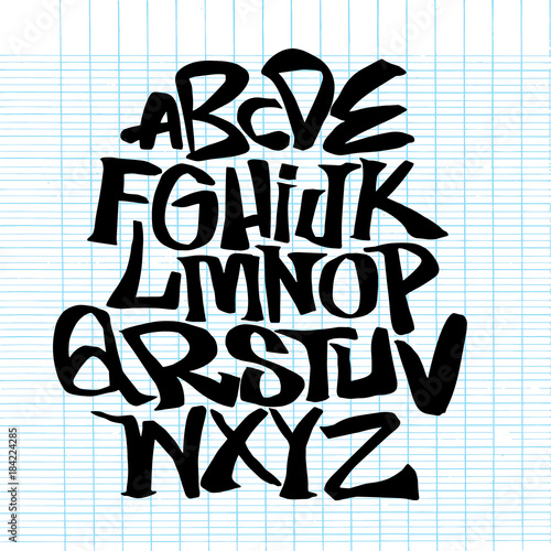 Hand lettering sketch font. Vector alphabet