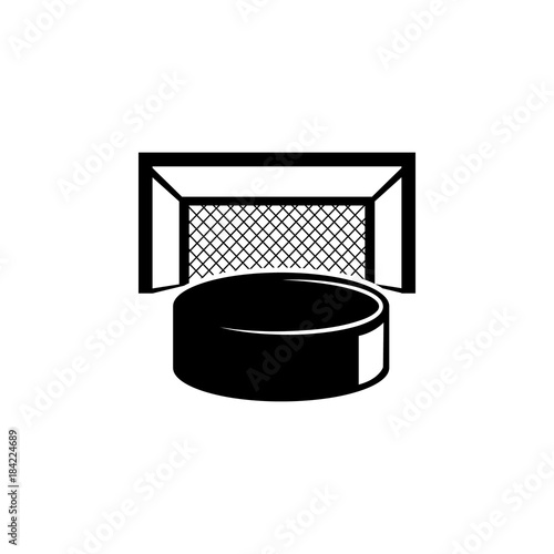 Hockey puck and gates icon. Sports Accessory icon. Sport element icon. Premium quality graphic design. Signs, outline symbols collection icon for websites, web design, mobile app