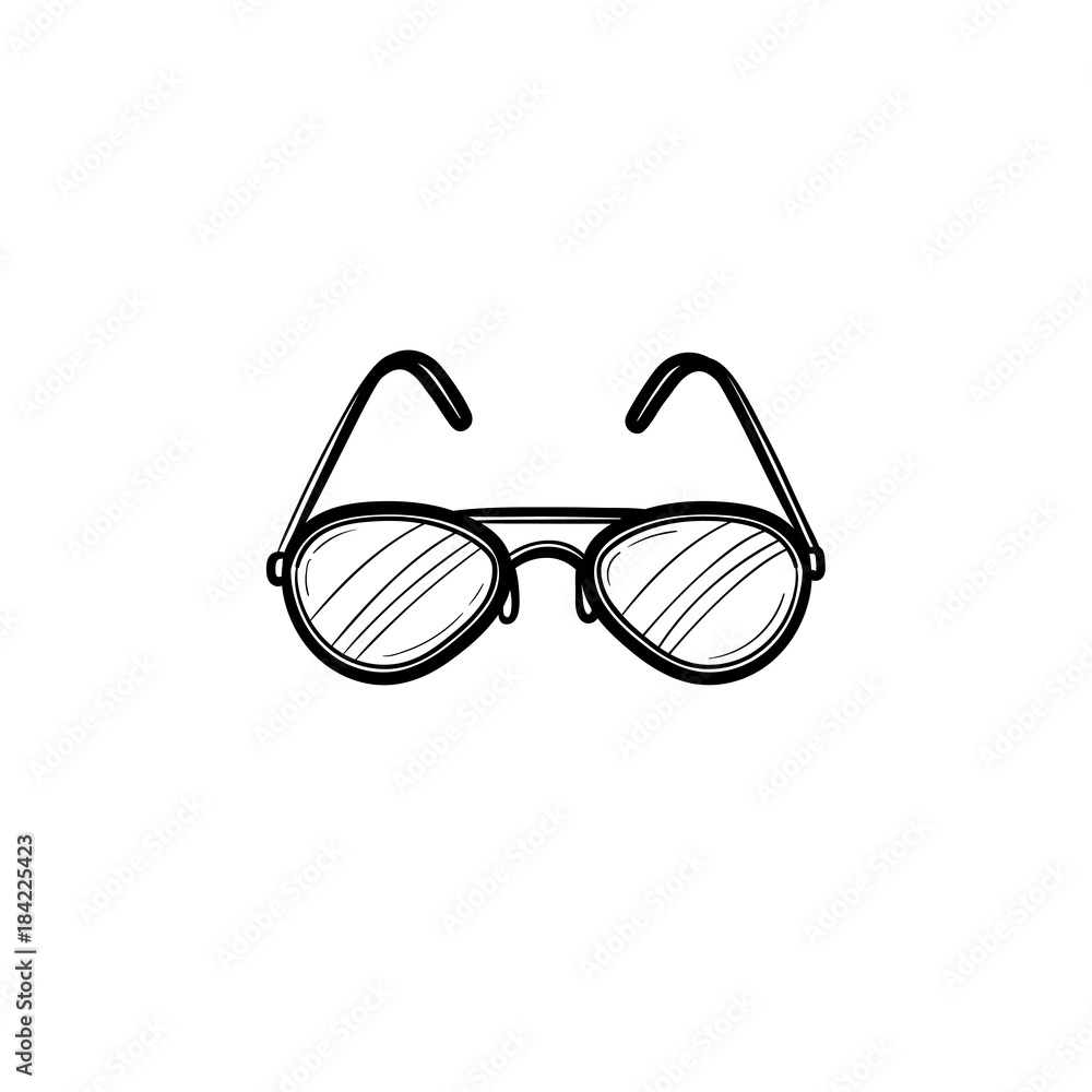 Vector hand drawn eyeglasses outline doodle icon Vector hand drawn eyeglasses outline doodle icon