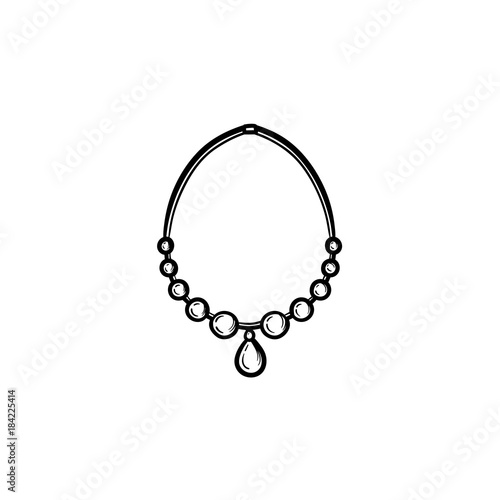 Vector hand drawn necklace outline doodle icon. Accessory sketch illustration for print, web, mobile and infographics isolated on white background.