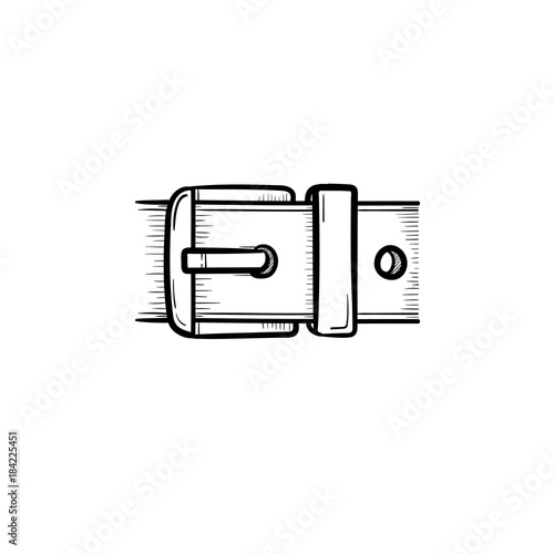 Vector hand drawn belt buckle outline doodle icon. Belt buckle sketch illustration for print, web, mobile and infographics isolated on white background.