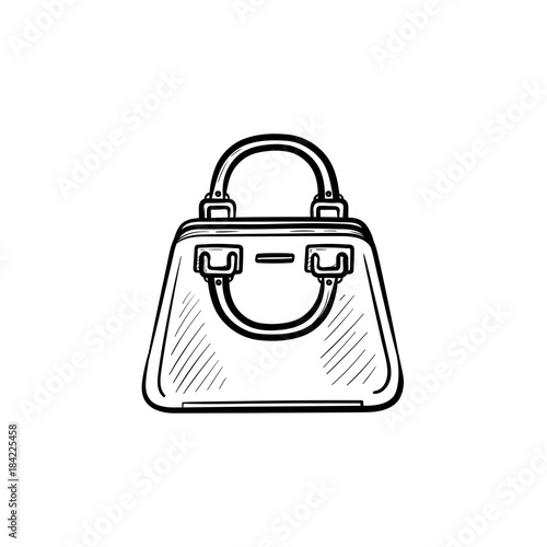 Vector hand drawn handbag outline doodle icon. Female handbag sketch illustration for print, web, mobile and infographics isolated on white background.