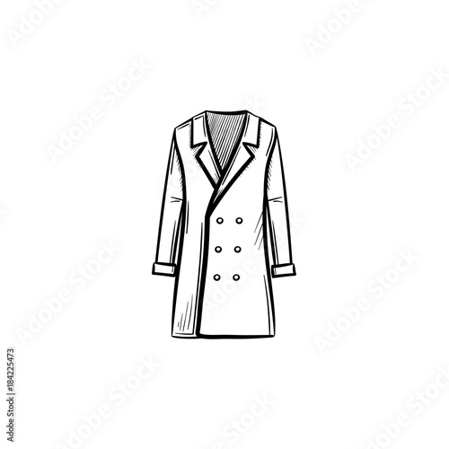Vector hand drawn coat outline doodle icon. Coat sketch illustration for print, web, mobile and infographics isolated on white background.