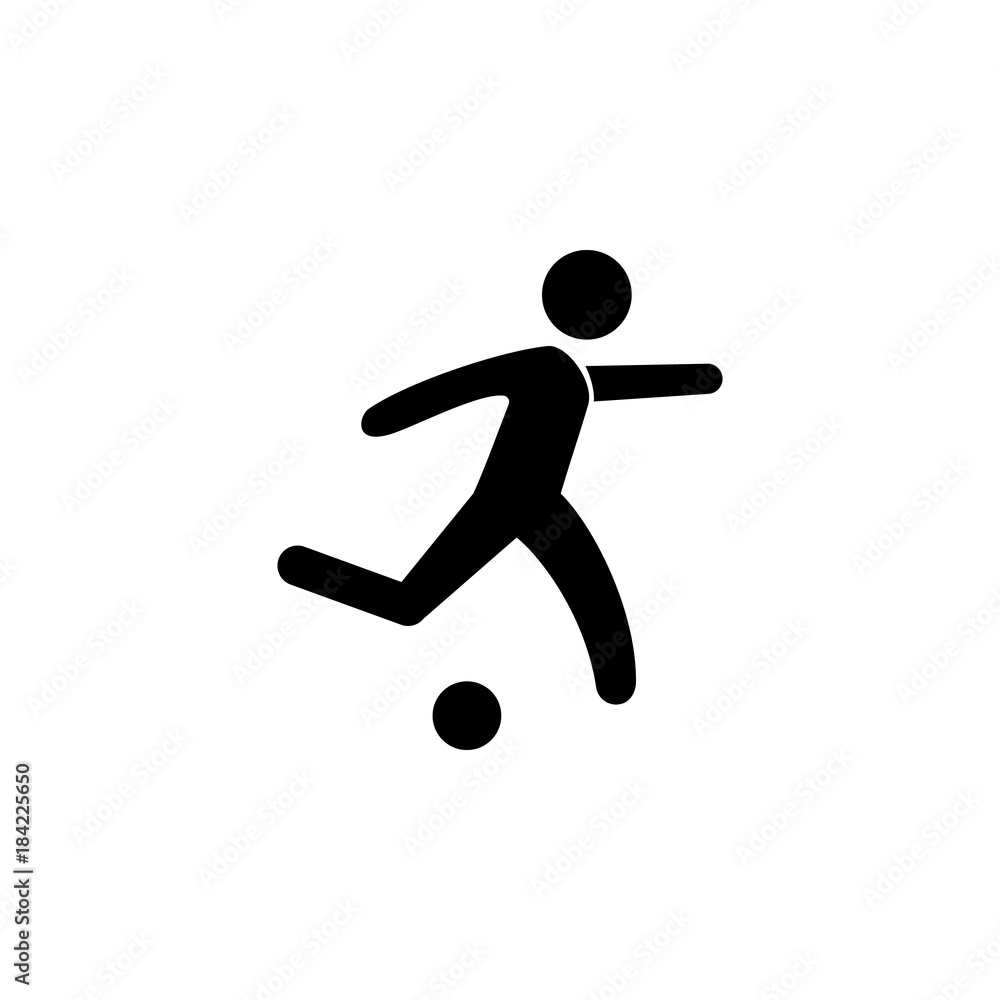 Soccer player with ball icon. Silhouette of an athlete icon. Sportsman element icon. Premium quality graphic design. Signs, outline symbols collection icon for websites, web design