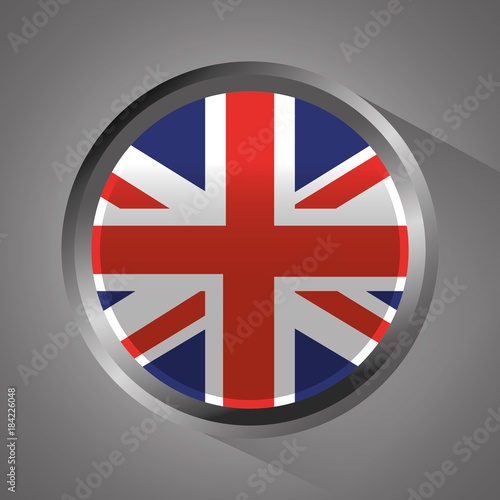 united kingdom flag badge round button vector illustration