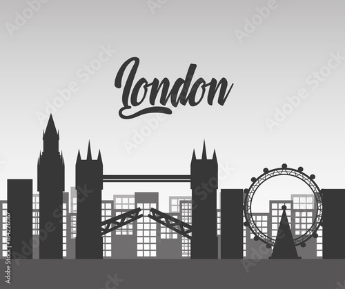 london city with famous buildings tourism england landmarks vector illustration