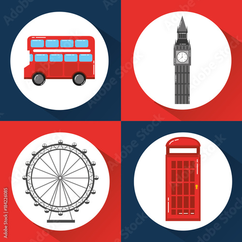 london england toruism travel landmark symbol vector illustration
