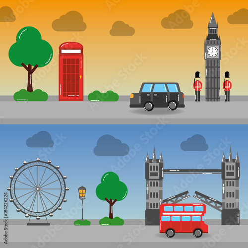 london england toruism travel landmark symbol vector illustration