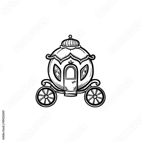 Vector hand drawn fairytale carriage outline doodle icon