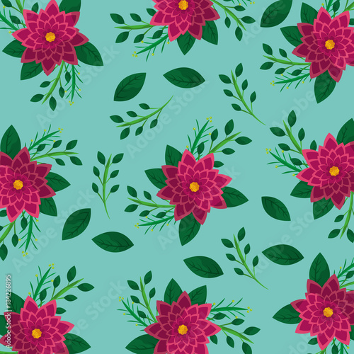 Wallpaper Mural floral flower natural leaves decoration pattern vector illustration Torontodigital.ca