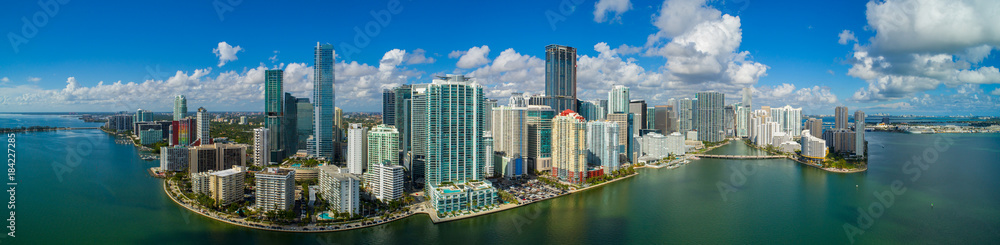 Obraz premium Aerial panorama Brickell Miami FL Bayfront image