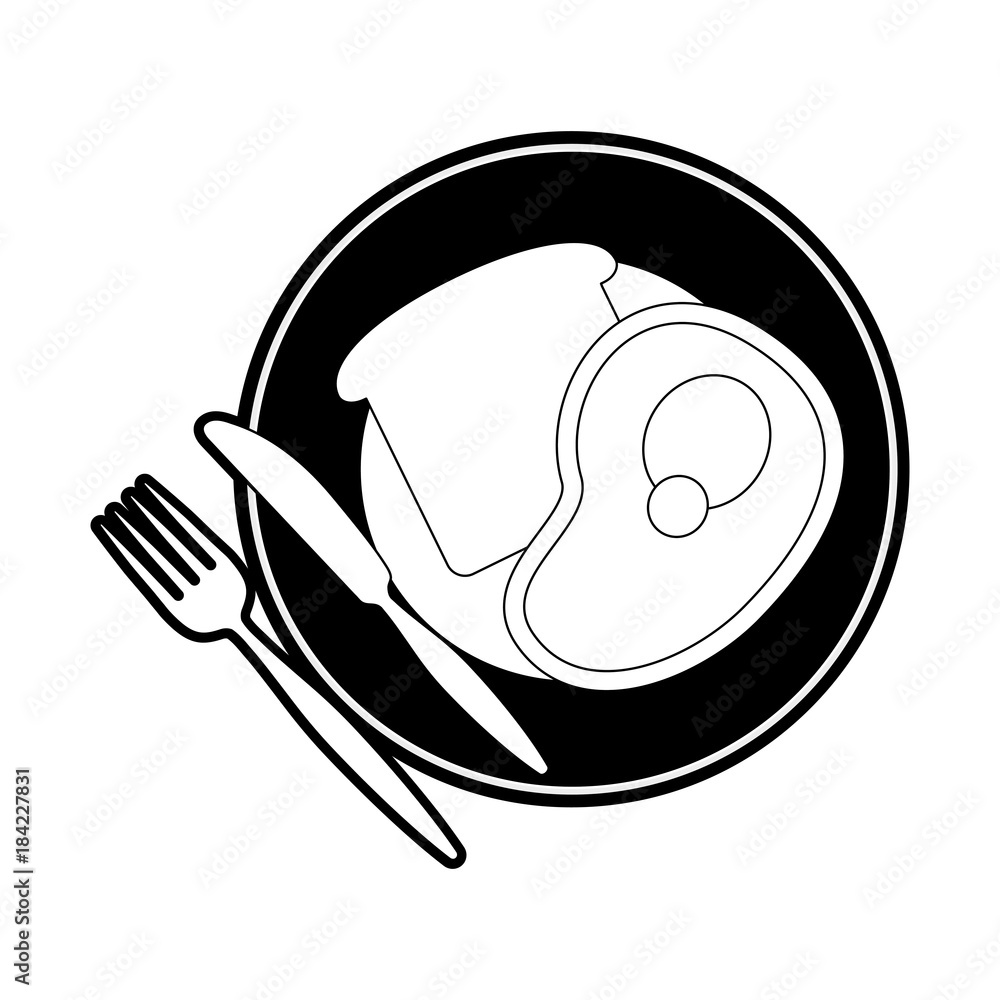 plate with bread an meat vector illustration plate with bread an meat vector illustration