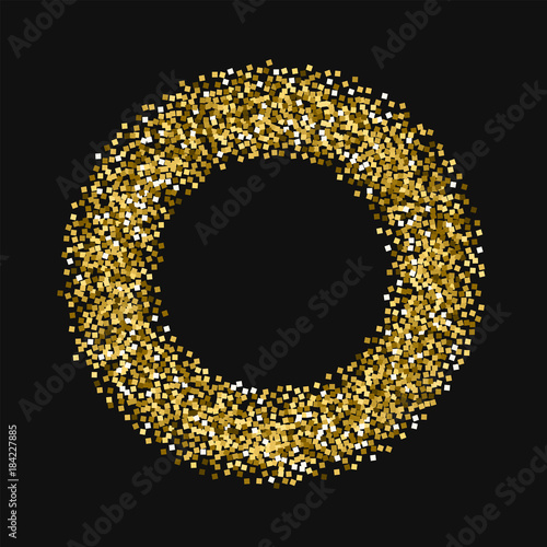 Gold glitter. Bagel shape with gold glitter on black background. Remarkable Vector illustration.