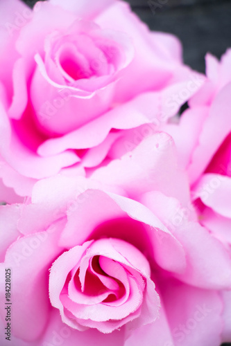 Closed up of artificial pink rose that made from fabric