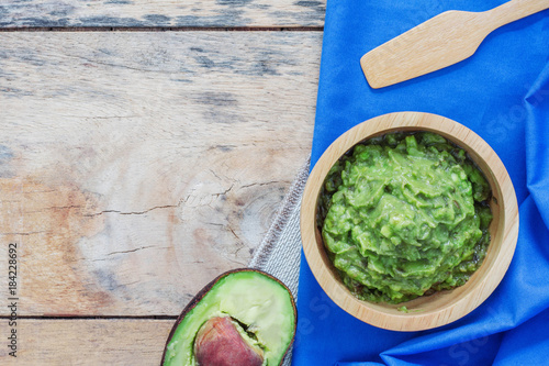 Avocado on tablecloth. photo