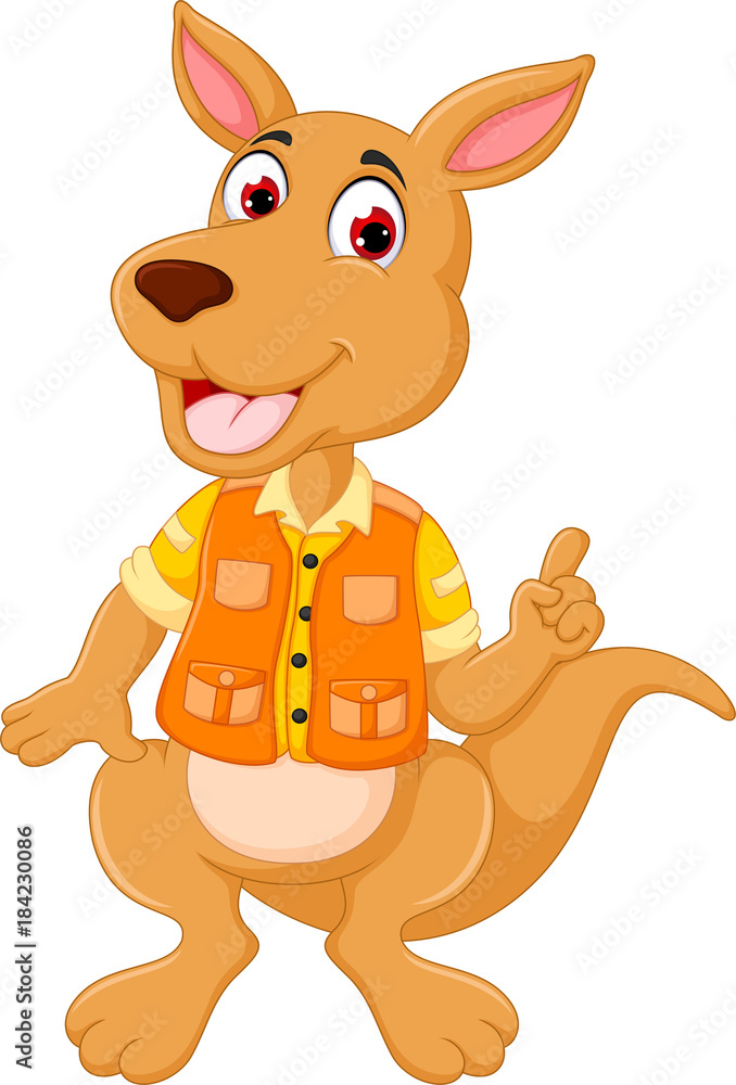 funny kangaroo cartoon posing with pointing and smiling Stock Illustration  | Adobe Stock