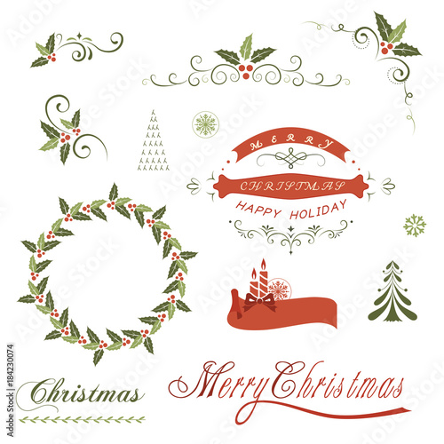 Ornate vintage design elements with Christmas