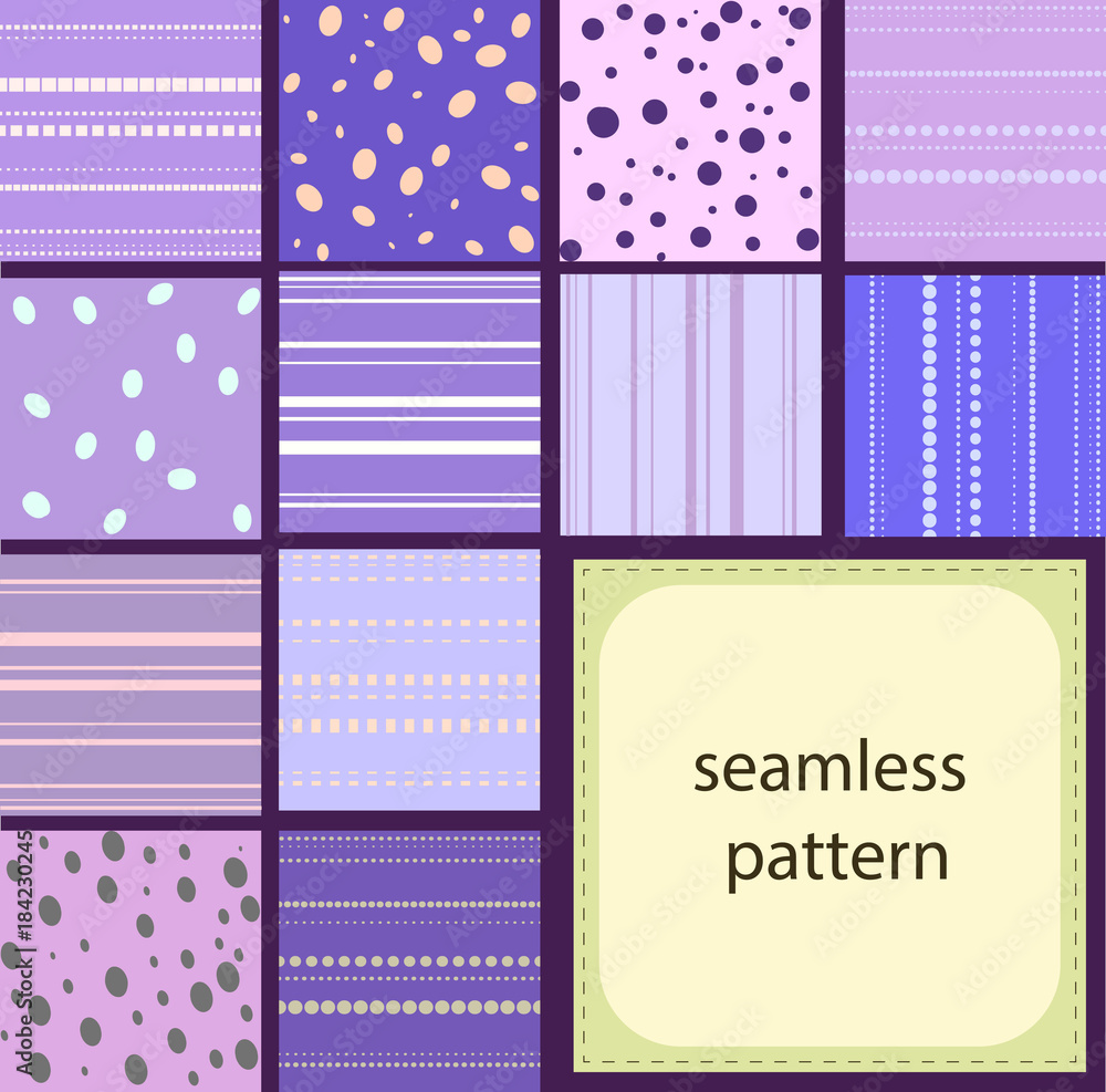10 simple vintage seamless patterns of dots and stripes