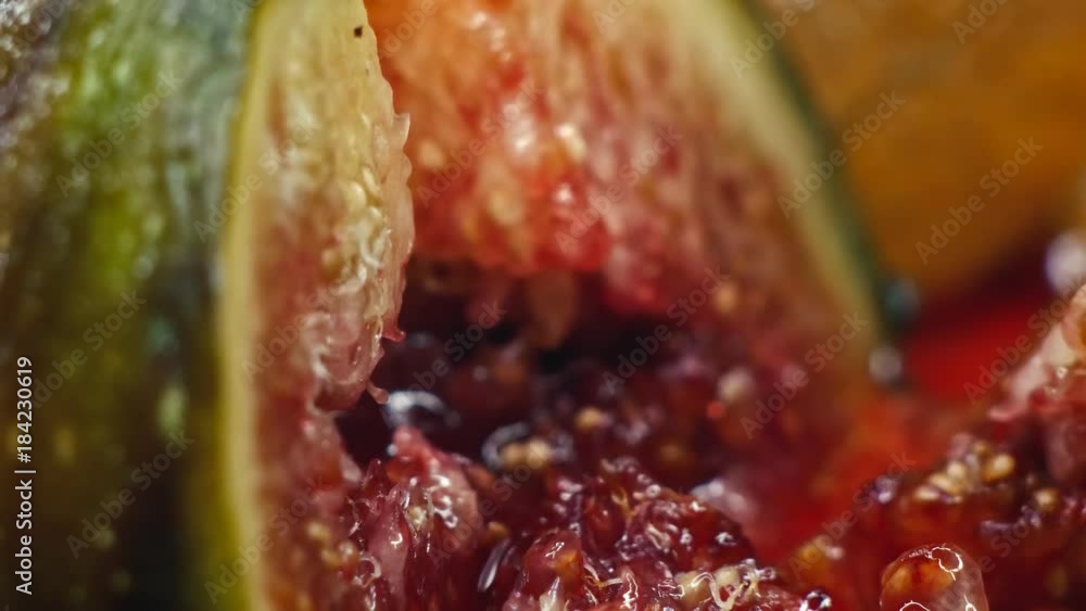 Fresh Figs cutting with a knife in 4k