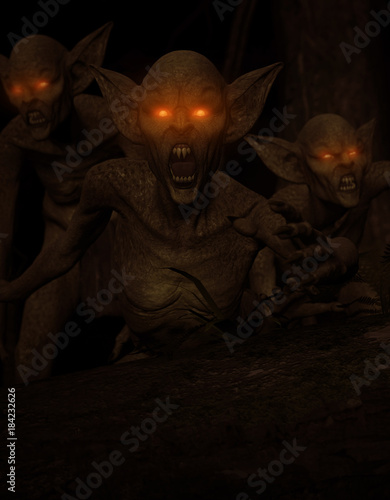 3d illustration of Scary monster out from the dark forest