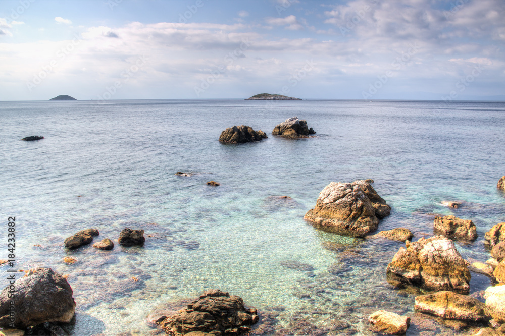One of the many tropical beaches of Skopelos island in Greece
One of the many tropical beaches of Skopelos island in Greece