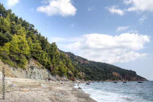 One of the many tropical beaches of Skopelos island in Greece
