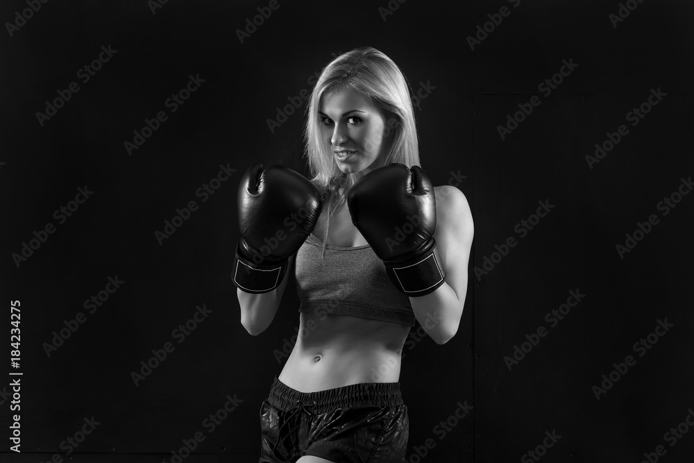 beautiful woman with the boxing gloves beautiful woman with the boxing gloves