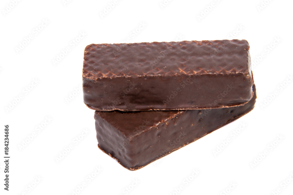 Chocolate wafers isolated on a white background Chocolate wafers isolated on a white background
