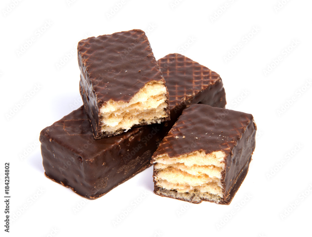 Chocolate wafers isolated on a white background Chocolate wafers isolated on a white background
