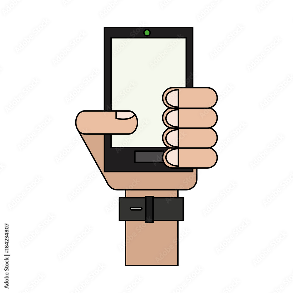 Hand holding smartphone icon vector illustration graphic design Hand holding smartphone icon vector illustration graphic design