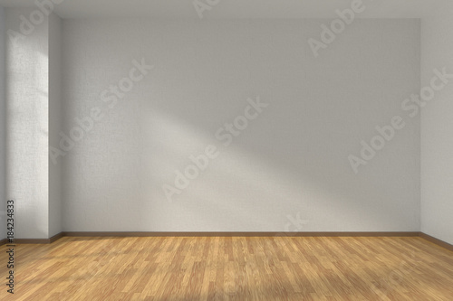 White empty room with parquet floor