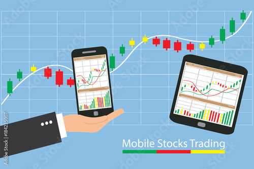 Concept of inforgraphic trading stock market growing for management design, analysis, business and investment.