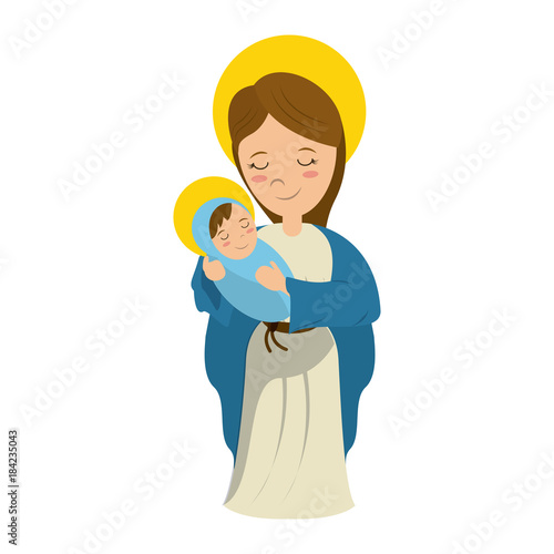 Virgin mary cartoon icon vector illustration graphic design