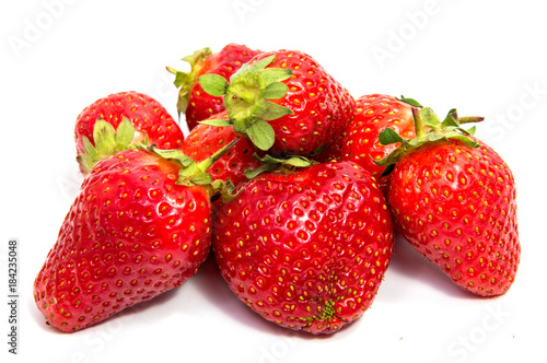 Fresh strawberry on a white background.