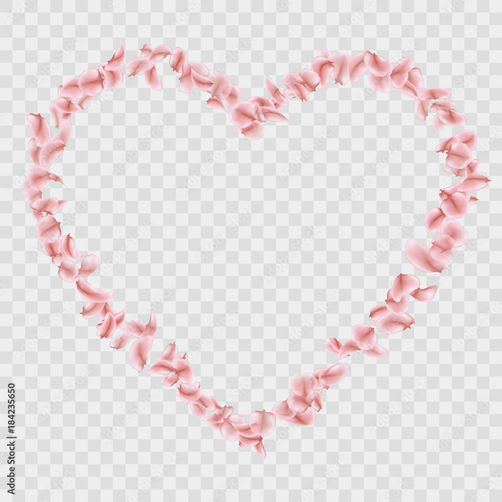 Romantic falling Sakura petals heart shape. EPS 10 vector Romantic falling Sakura petals heart shape. EPS 10 vector