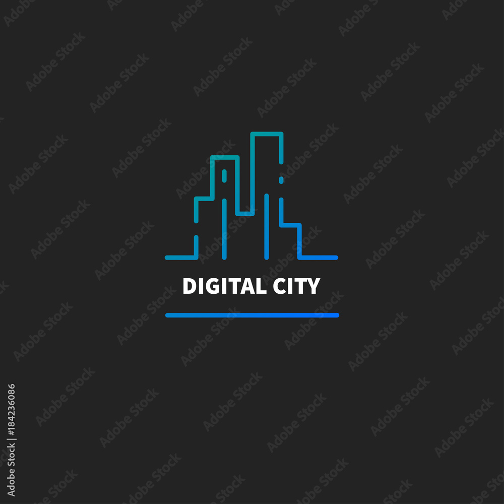 Fototapeta Icon digital city