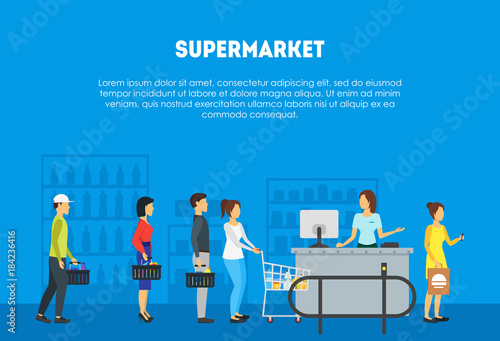 Cartoon Store Counter Desk Banner Card Poster. Vector