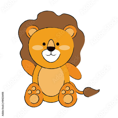 Cute lion cartoon icon vector illustration graphic design