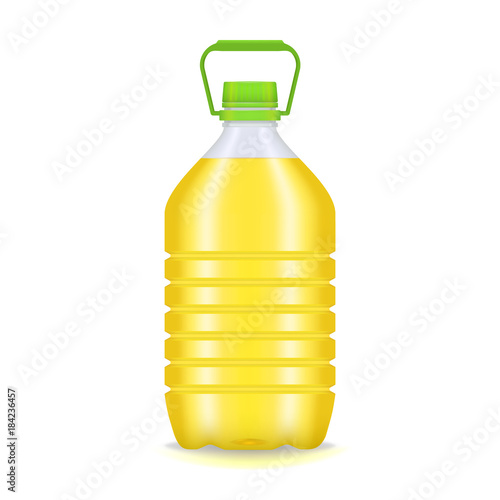 Realistic Detailed 3d Vegetable Oil Plastic Bottle. Vector
