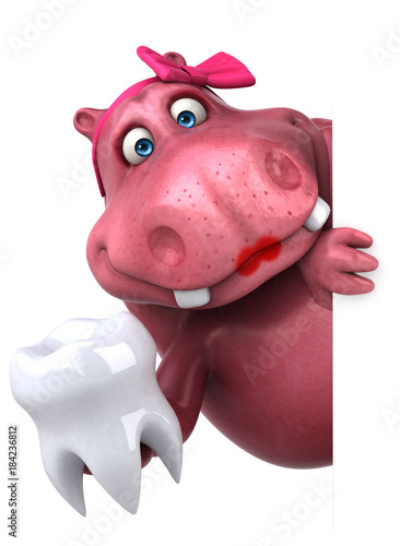 Pink Hippo - 3D Illustration