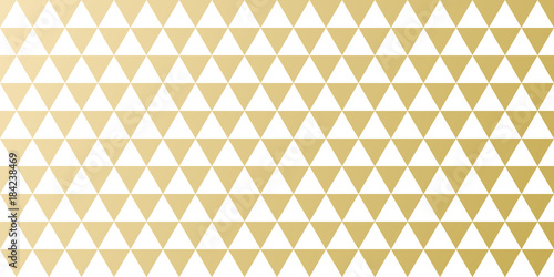 Christmas holiday golden pattern background template for greeting card or New Year gift wrapping paper design. Vector gold abstract triangle pattern for Christmas or New Year seamless white background