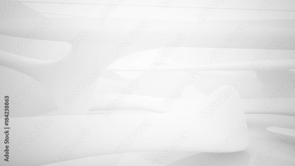 White smooth abstract architectural background. 3D animation and rendering